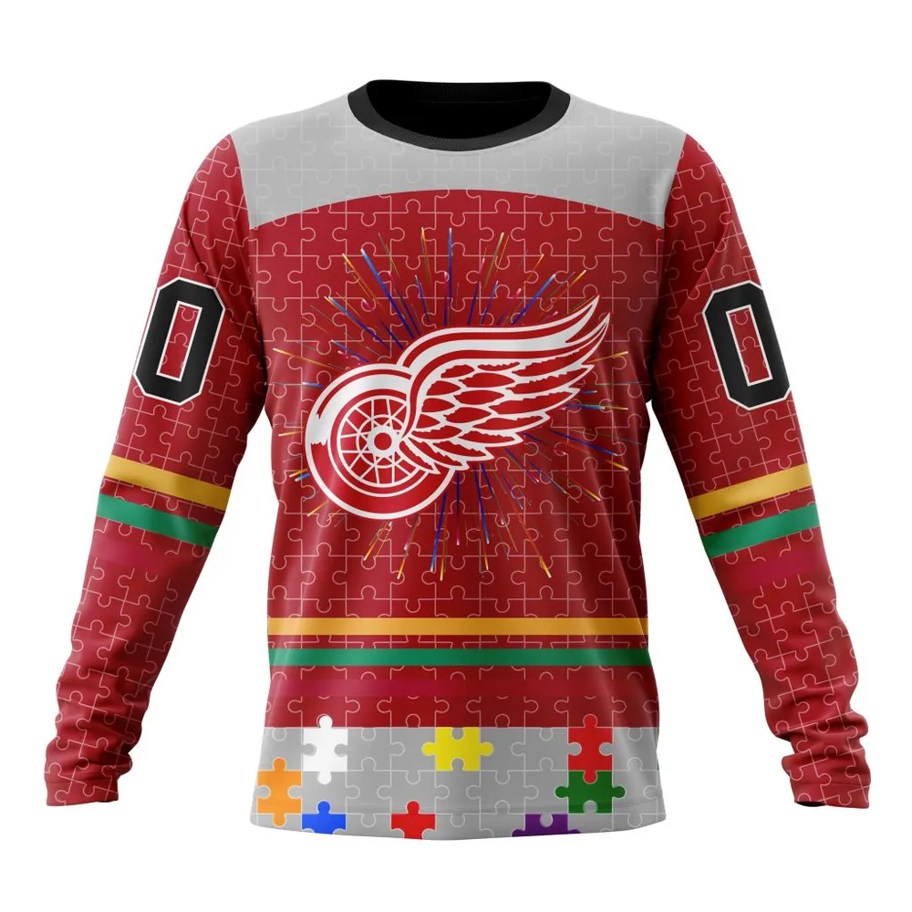 NHL Detroit Red Wings | Specialized Fearless Aganst Autism V0122 Long Sleeved Sweatshirt 