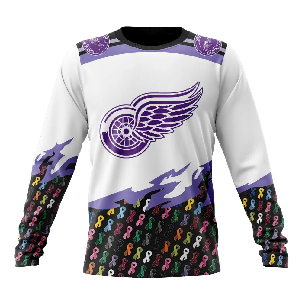 NHL Detroit Red Wings | Specialized Kits In October We Stand Together We Can Beat Cancer Long Sleeved Sweatshirt 