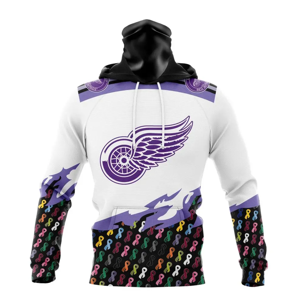 NHL Detroit Red Wings | Specialized Kits In October We Stand Together We Can Beat Cancer Mask Hoodie