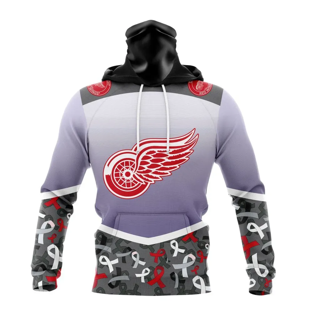 NHL Detroit Red Wings | Specialized Sport Fights Again All Cancer V0122 Mask Hoodie