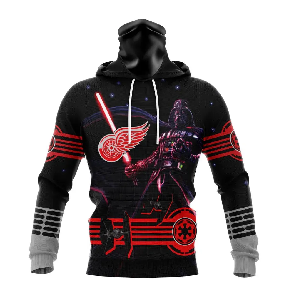 NHL Detroit Red Wings | Specialized Starwar Darth Vader Version Jersey Mask Hoodie