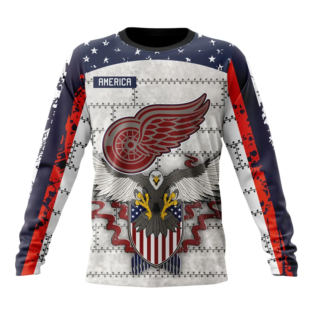 NHL Detroit Red Wings | Specialized Unisex In Us Concepts V0222 Long Sleeved Sweatshirt 