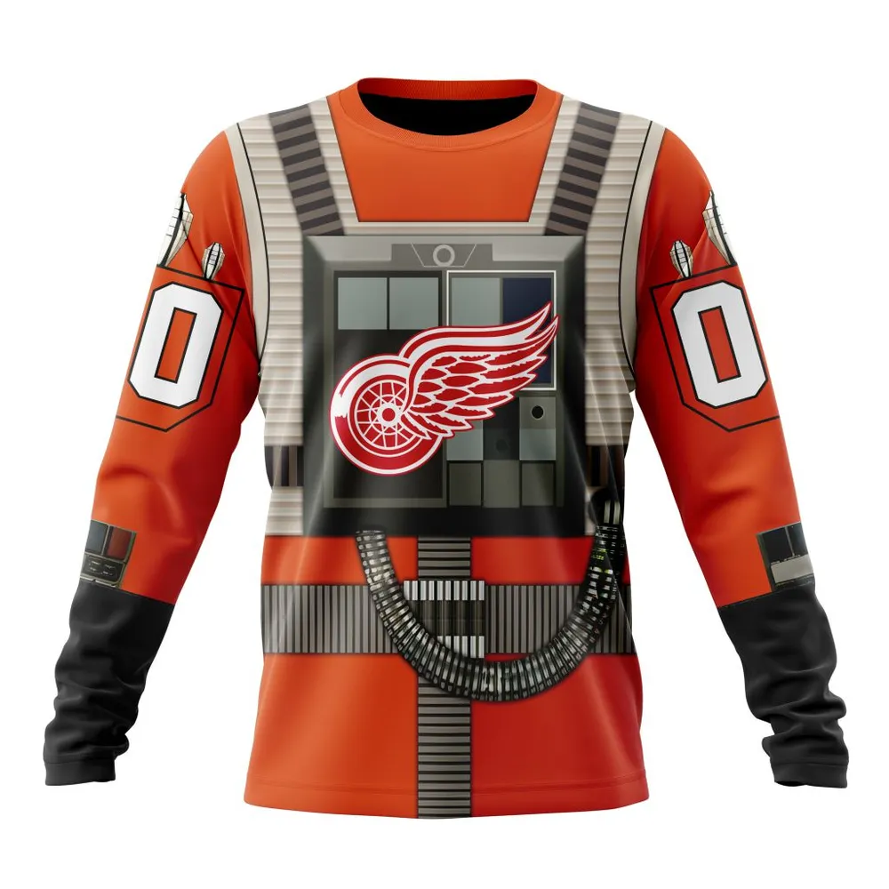 NHL Detroit Red Wings Star Wars Rebel Pilot Design St2201 Long Sleeved Sweatshirt 