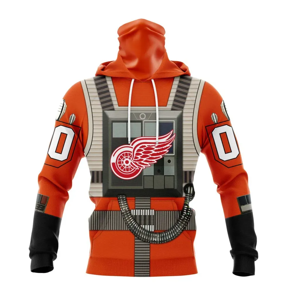 NHL Detroit Red Wings Star Wars Rebel Pilot Design St2201 Mask Hoodie