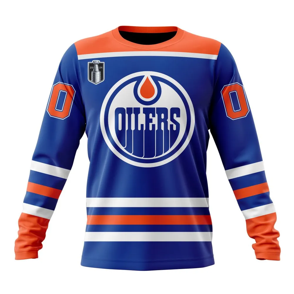 NHL Edmonton Oilers 2024 Stanley Cup Final Home Kits Long Sleeved Sweatshirt 