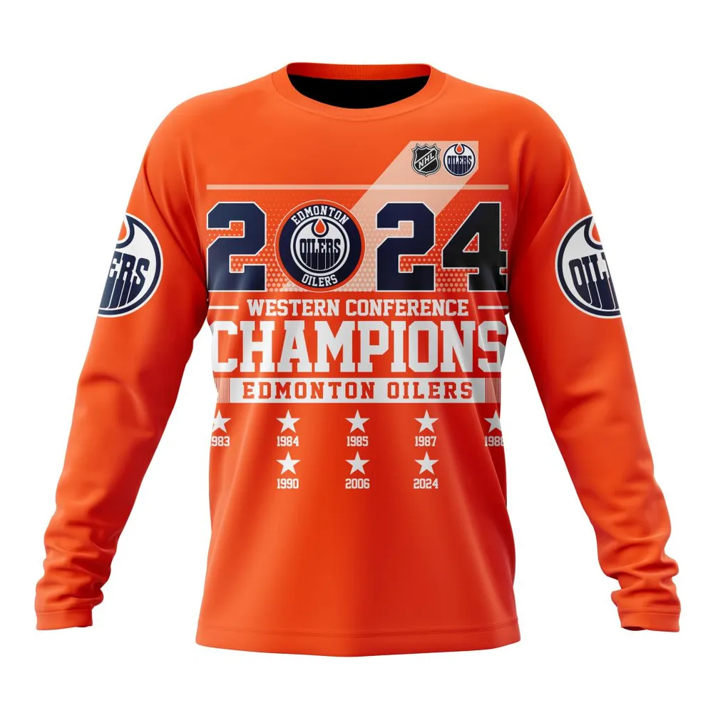 NHL Edmonton Oilers 2024 Western Conference Champions St2401 Long Sleeved Sweatshirt 