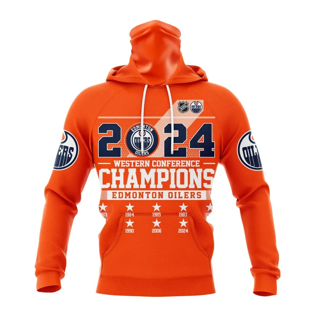 NHL Edmonton Oilers 2024 Western Conference Champions St2401 Mask Hoodie