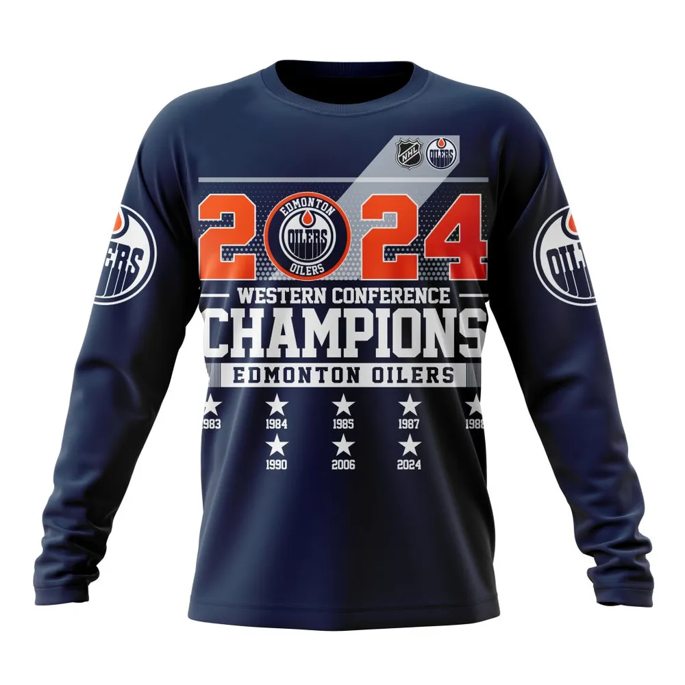 NHL Edmonton Oilers 2024 Western Conference Champions St2402 Long Sleeved Sweatshirt 