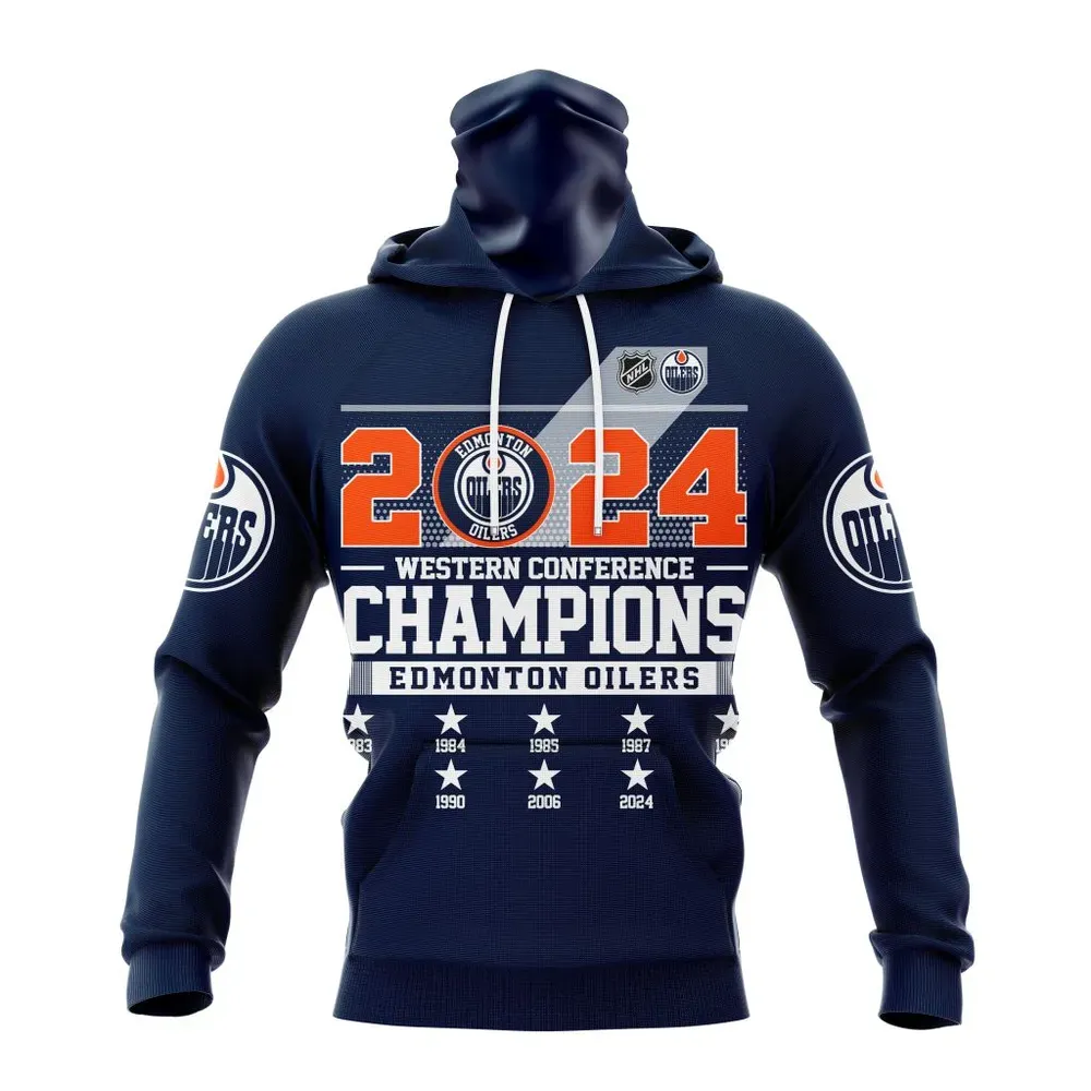 NHL Edmonton Oilers 2024 Western Conference Champions St2402 Mask Hoodie