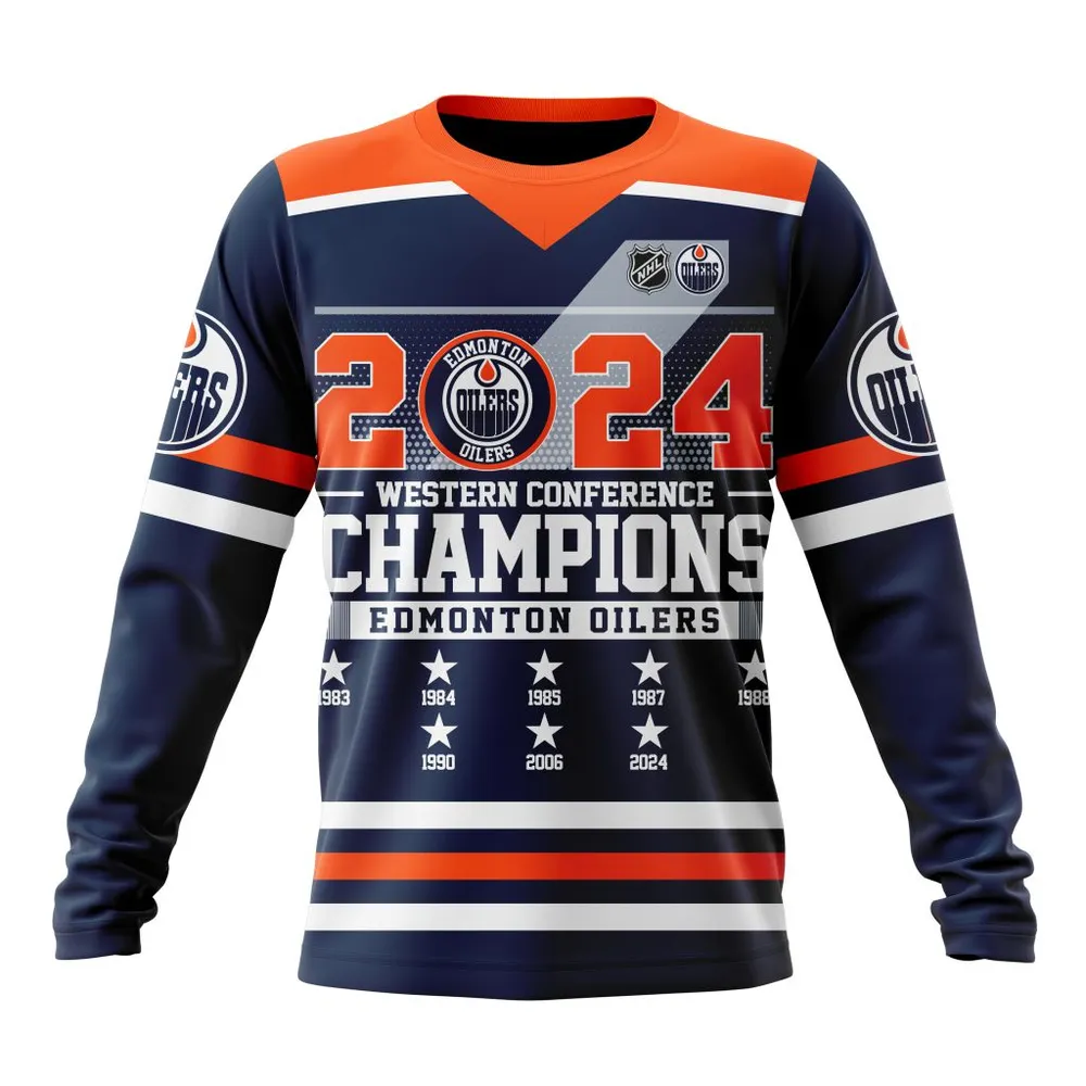 NHL Edmonton Oilers 2024 Western Conference Champions St2403 Long Sleeved Sweatshirt 