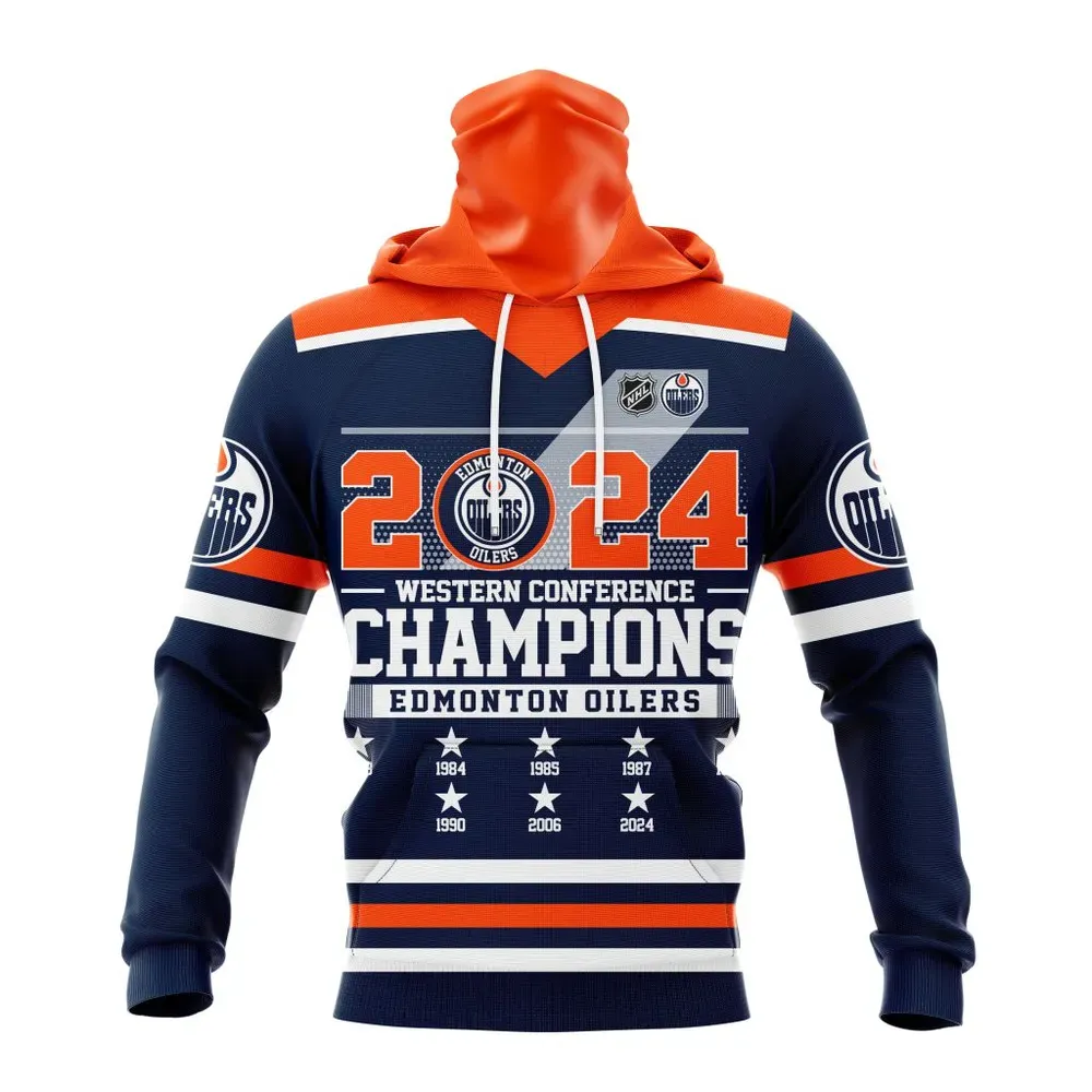 NHL Edmonton Oilers 2024 Western Conference Champions St2403 Mask Hoodie