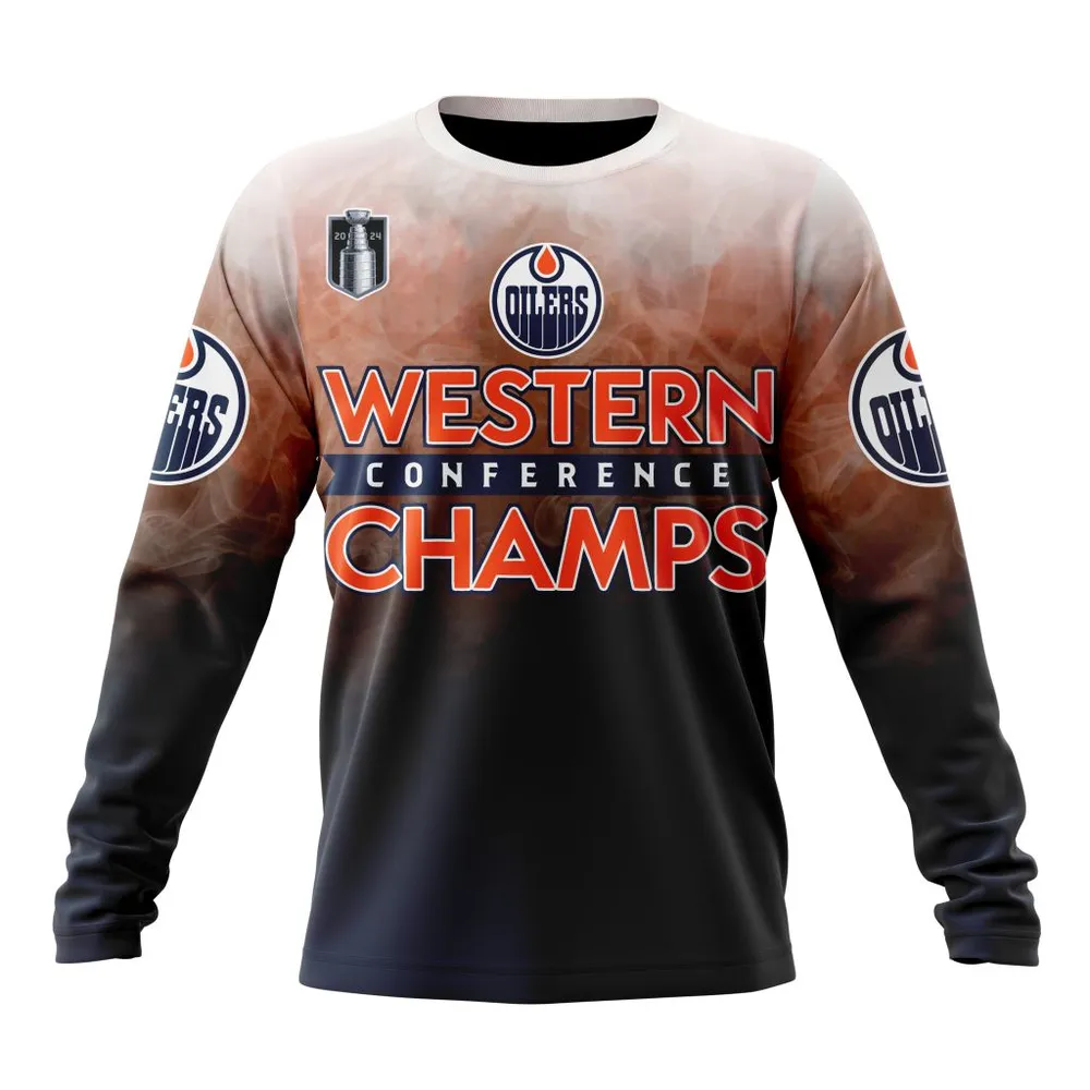 NHL Edmonton Oilers 2024 Western Conference Champions St2405 Long Sleeved Sweatshirt 