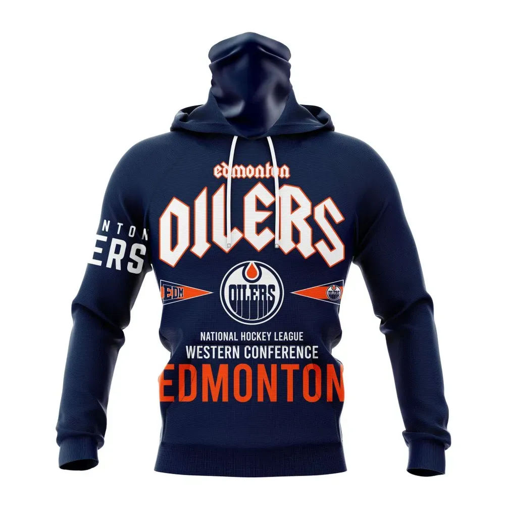 NHL Edmonton Oilers 2024 Western Conference City Tour Mask Hoodie