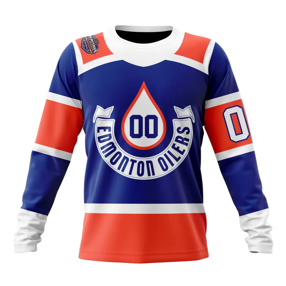 NHL Edmonton Oilers Blue Heritage Classic Long Sleeved Sweatshirt 