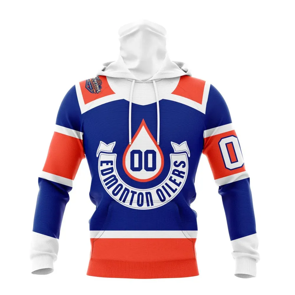 NHL Edmonton Oilers Blue Heritage Classic Mask Hoodie