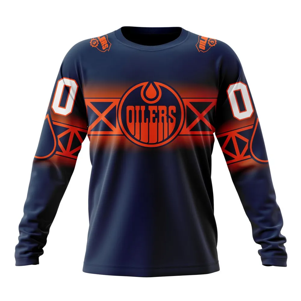 NHL Edmonton Oilers Personalize Gradient Series Concept St2301 Long Sleeved Sweatshirt 