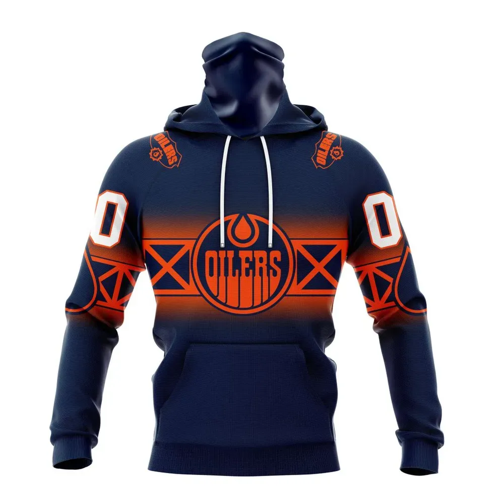 NHL Edmonton Oilers Personalize Gradient Series Concept St2301 Mask Hoodie