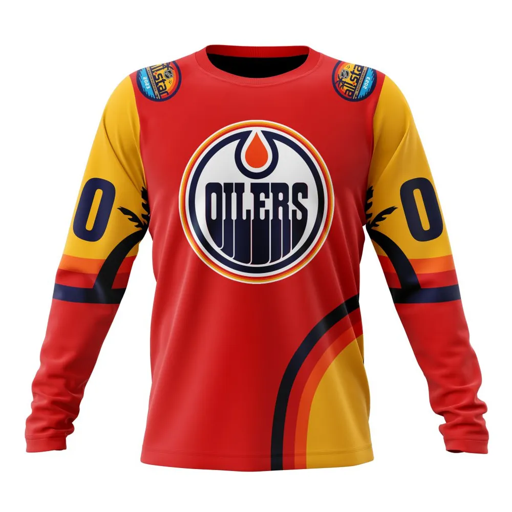 NHL Edmonton Oilers Special All-Star Game Design With Florida Sunset Long Sleeved Sweatshirt 