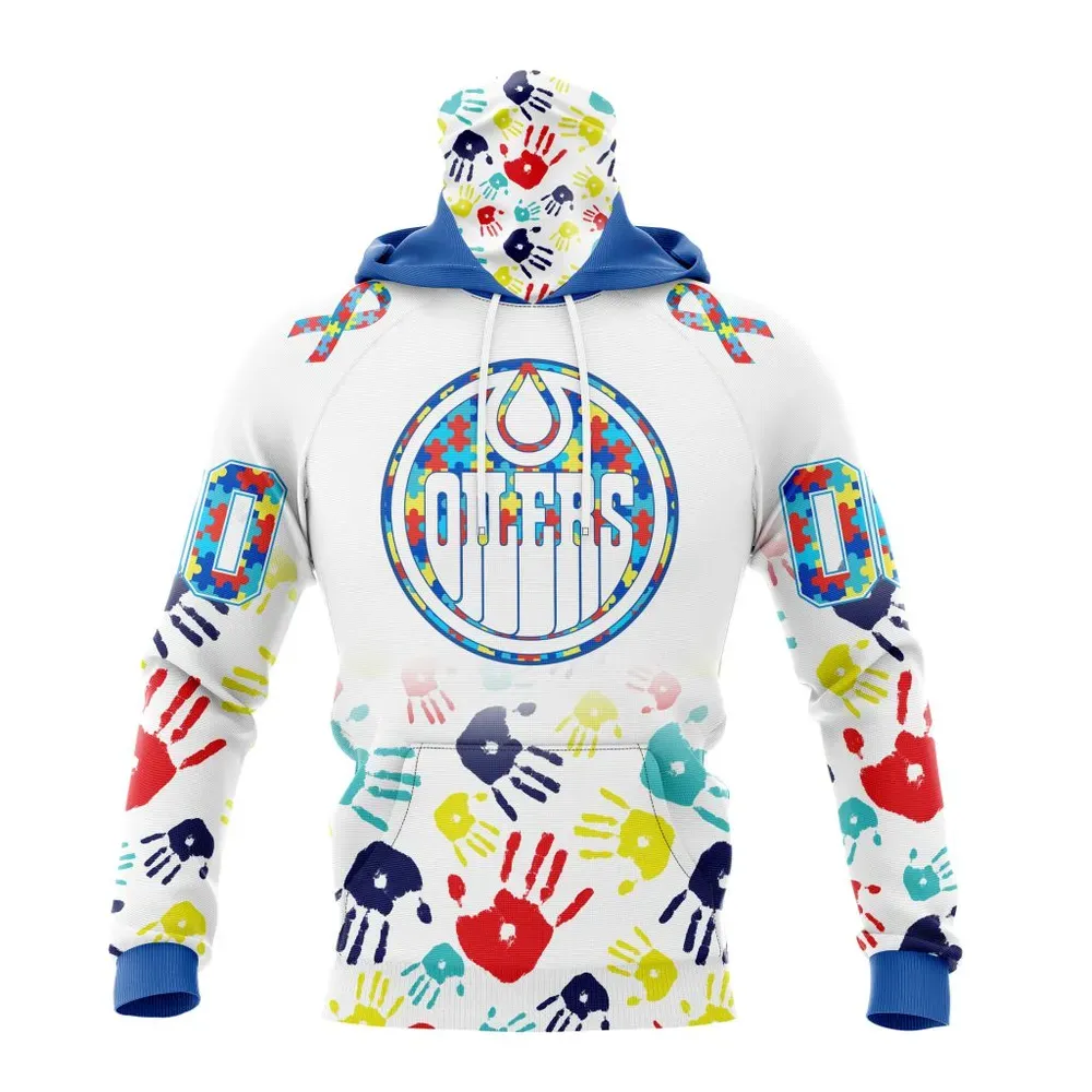 NHL Edmonton Oilers Special Autism Awareness Design St2203 Mask Hoodie