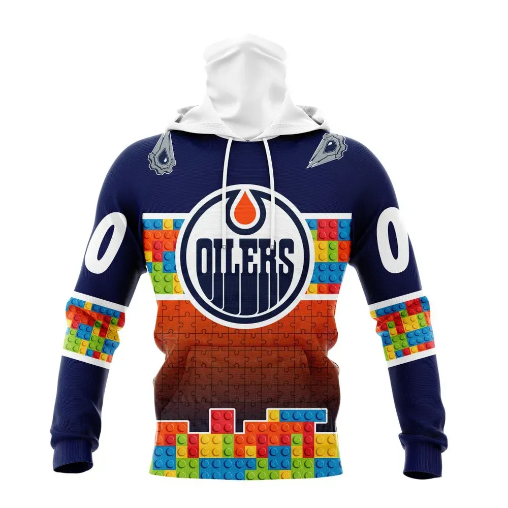 NHL Edmonton Oilers Special Autism Awareness Design V2301 Mask Hoodie