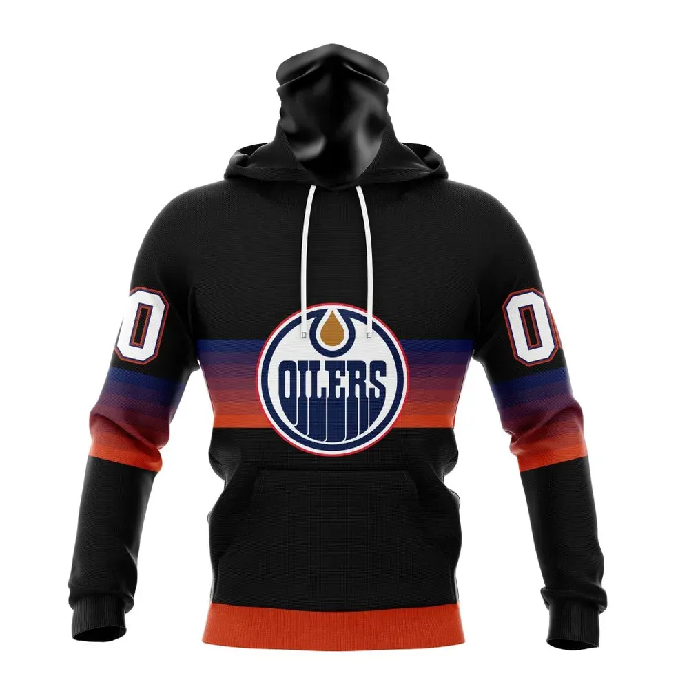 NHL Edmonton Oilers Special Black And Gradient Design St2301 Mask Hoodie