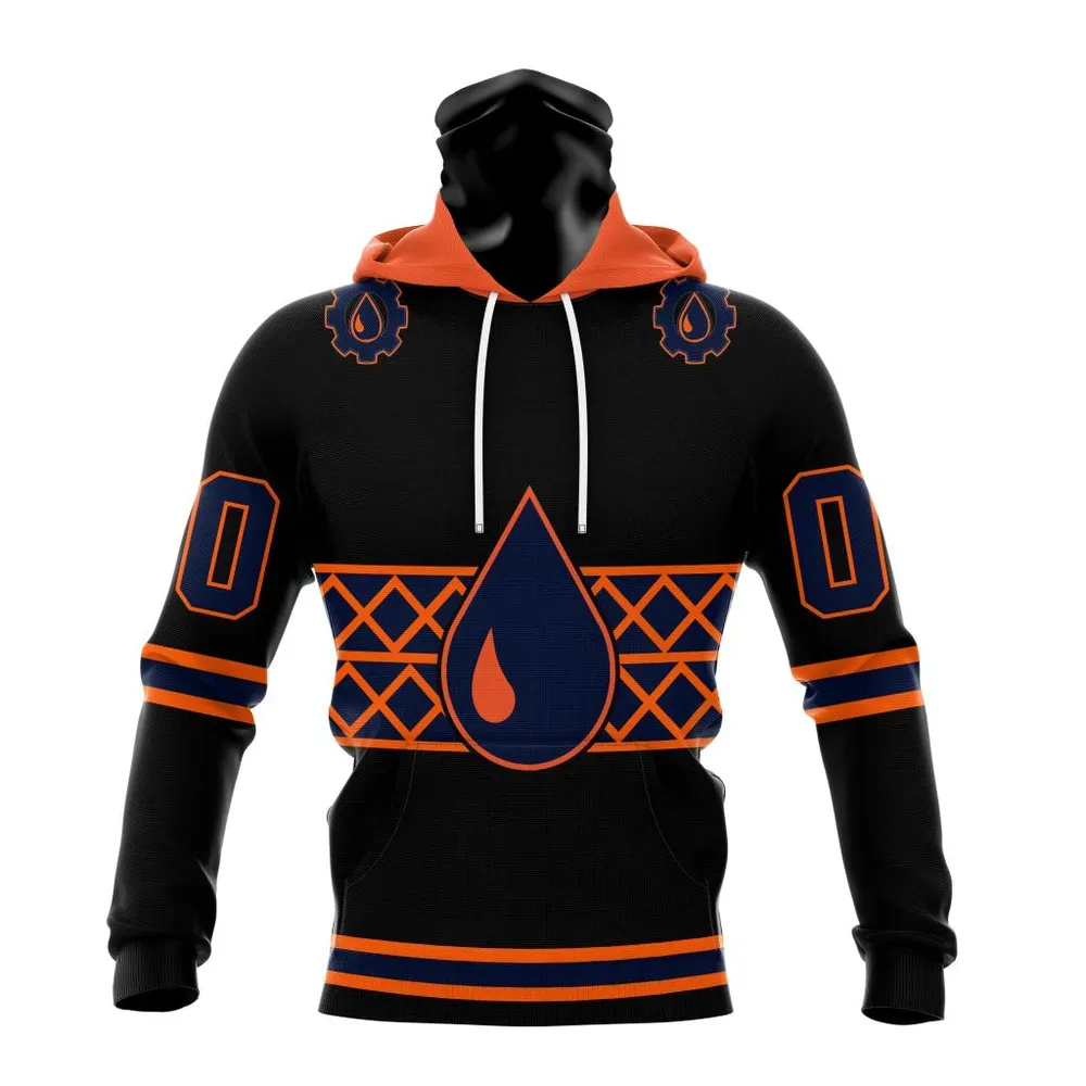 NHL Edmonton Oilers Special Blackout Design St2401 Mask Hoodie