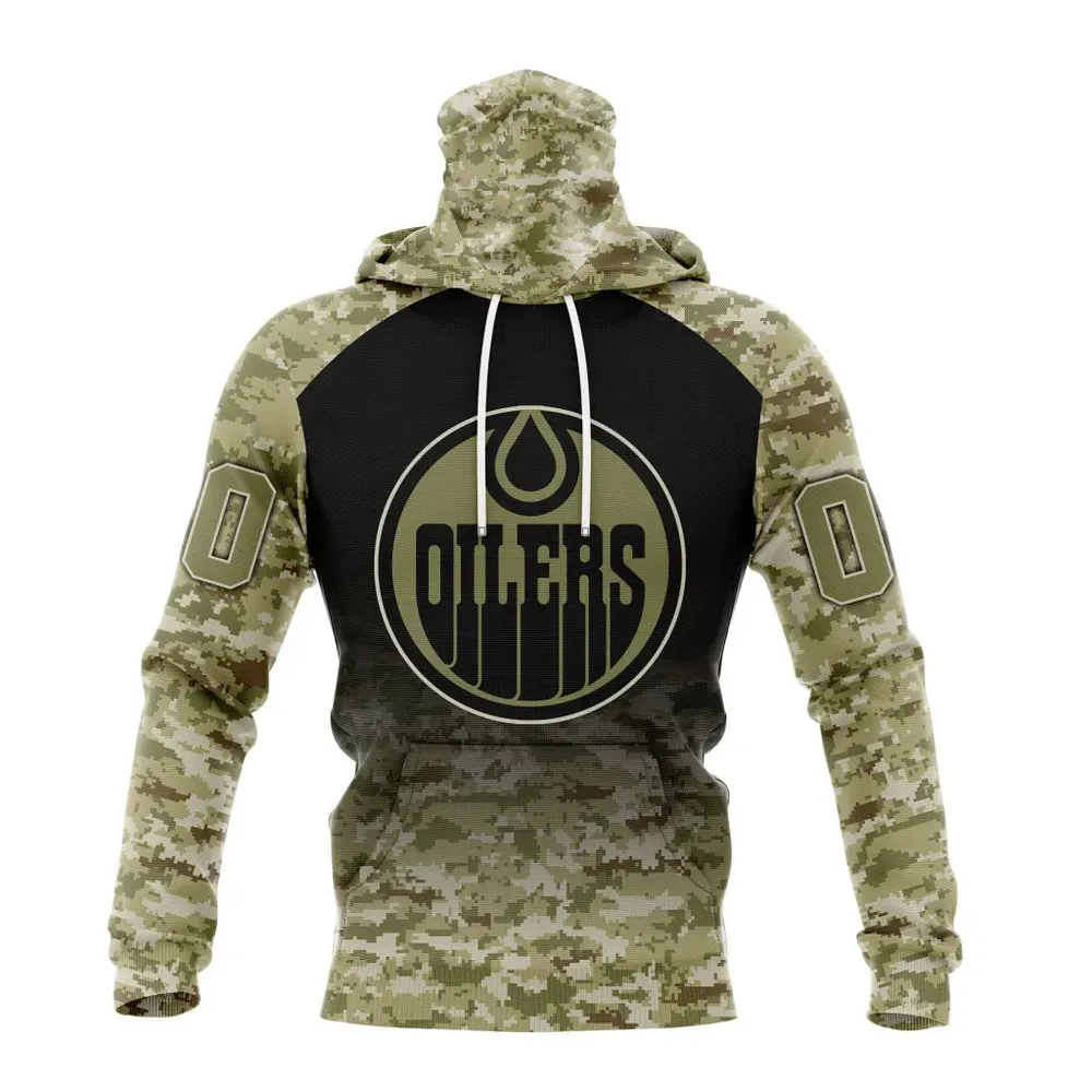 NHL Edmonton Oilers Special Camo Design For Remembrance Day St2302 Mask Hoodie