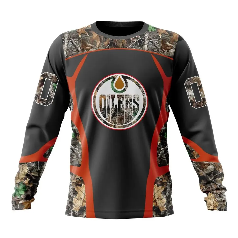 NHL Edmonton Oilers Special Camo Hunting Design V2302 Long Sleeved Sweatshirt 