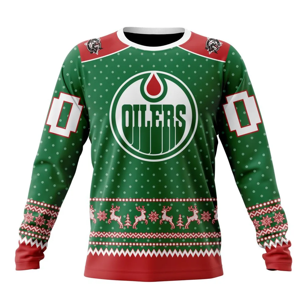 NHL Edmonton Oilers Special Christmas Apparel St2201 Long Sleeved Sweatshirt 