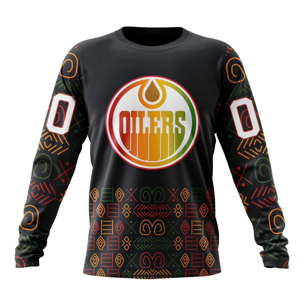 NHL Edmonton Oilers Special Design For Black History Month St2401 Long Sleeved Sweatshirt 