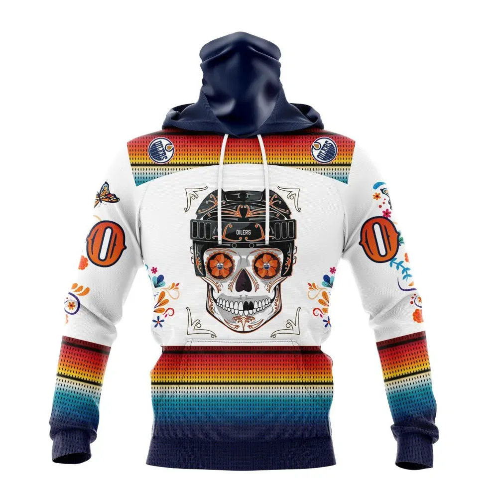 NHL Edmonton Oilers Special Design For Dia De Los Muertos St2301 Mask Hoodie