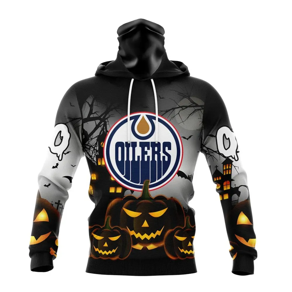 NHL Edmonton Oilers Special Design For Halloween St2302 Mask Hoodie