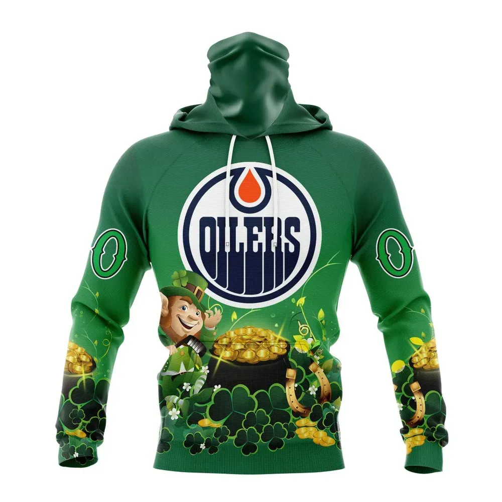 NHL Edmonton Oilers Special Design For St. Patrickâ€™S Day St2403 Mask Hoodie