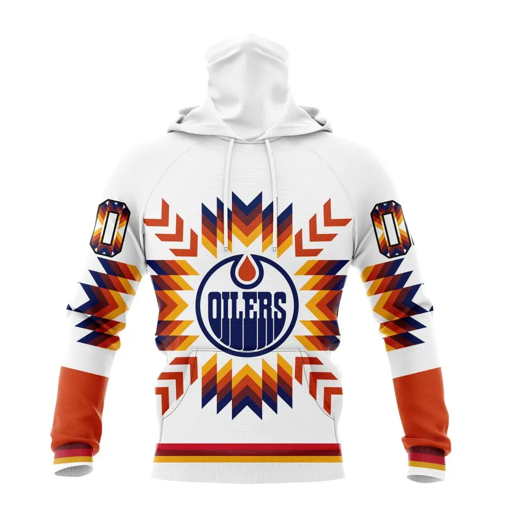 NHL Edmonton Oilers Special Design With Native Pattern St2302 Mask Hoodie