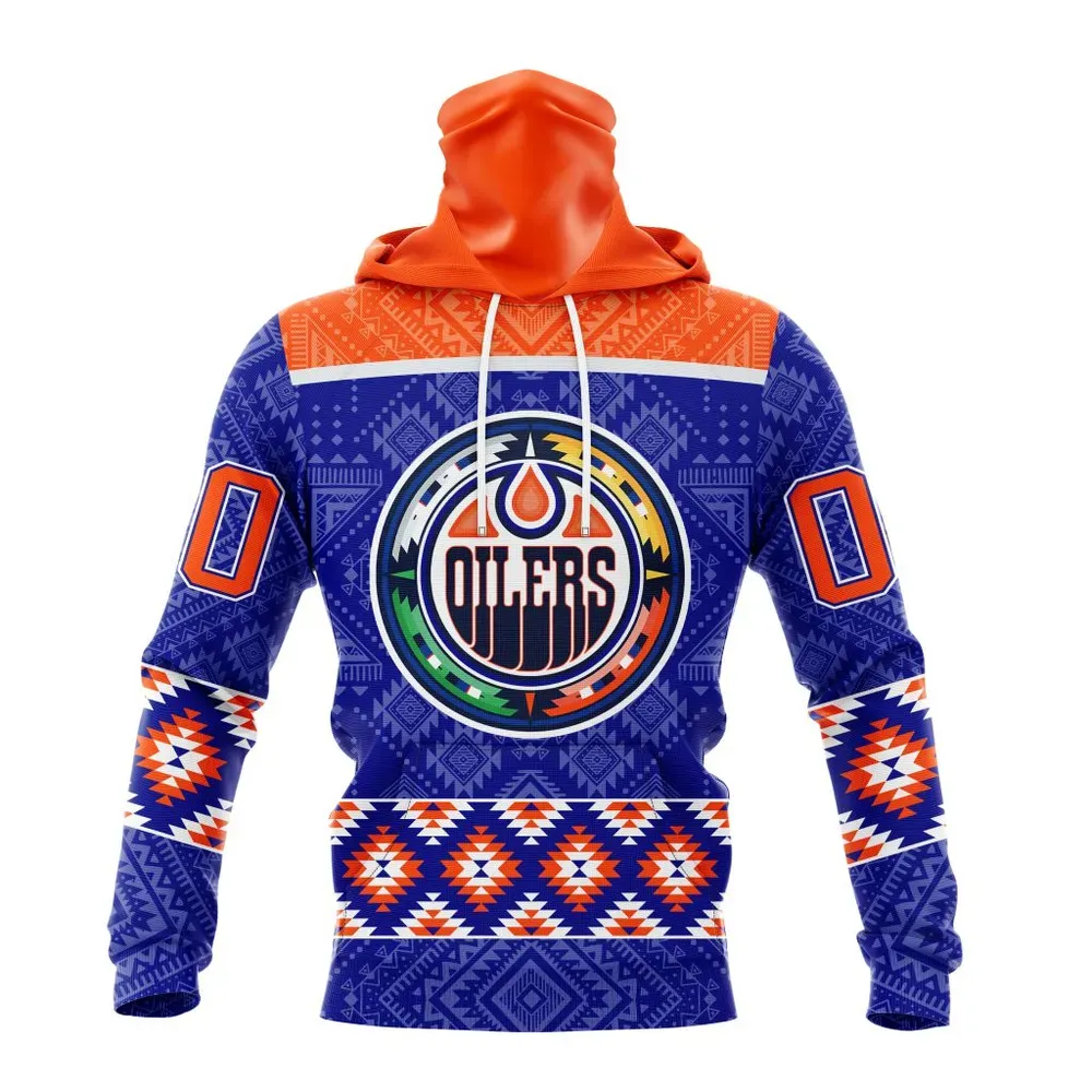 NHL Edmonton Oilers Special Design With Native Pattern St2303 Mask Hoodie