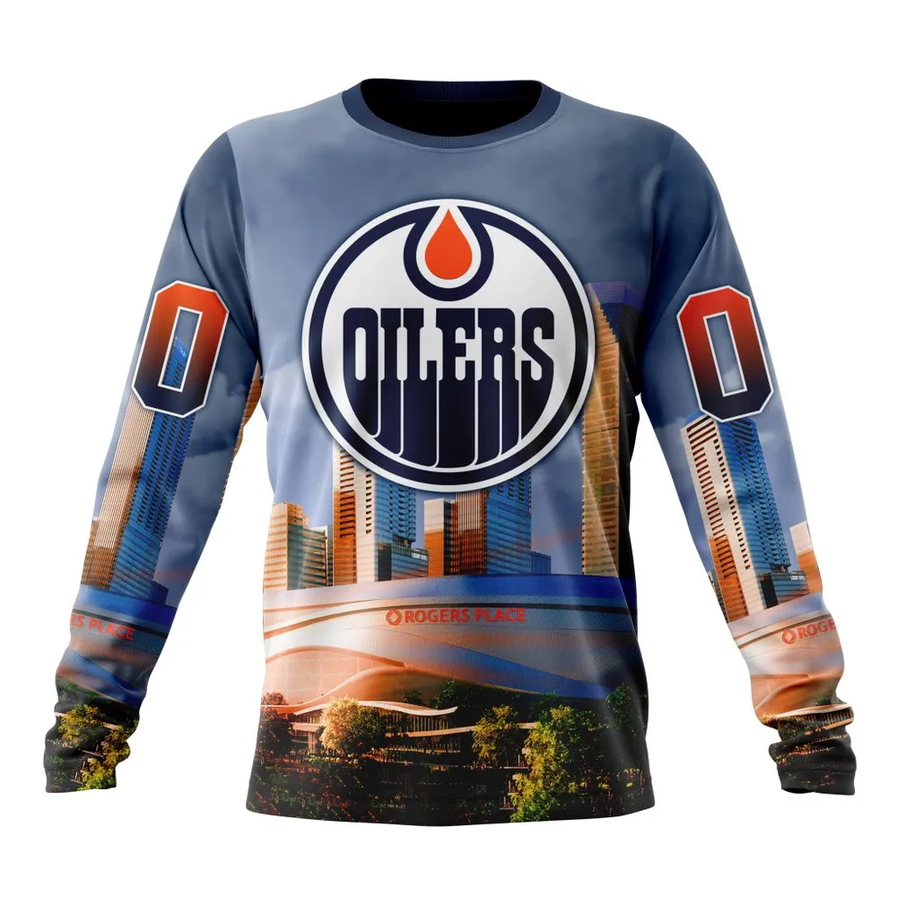 NHL Edmonton Oilers Special Design With Rogers Place St2401 Long Sleeved Sweatshirt 