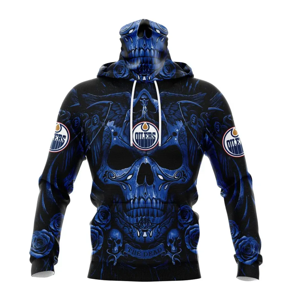 NHL Edmonton Oilers Special Design With Skull Art St2203 Mask Hoodie