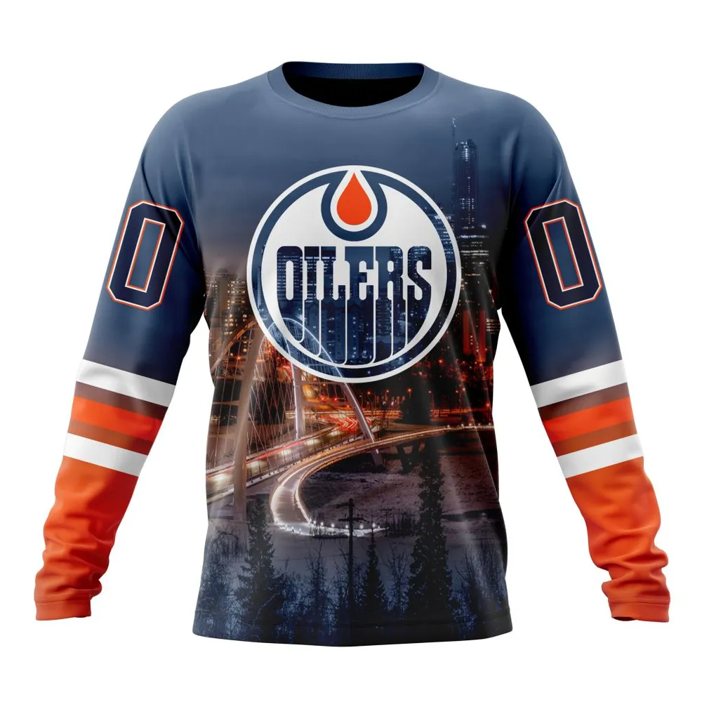 NHL Edmonton Oilers Special Design With Walterdale Bridge St2301 Long Sleeved Sweatshirt 