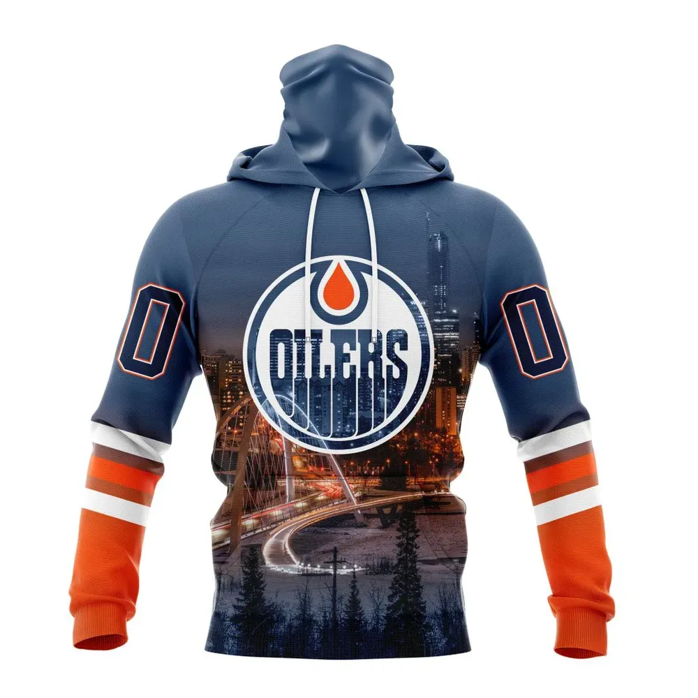 NHL Edmonton Oilers Special Design With Walterdale Bridge St2301 Mask Hoodie