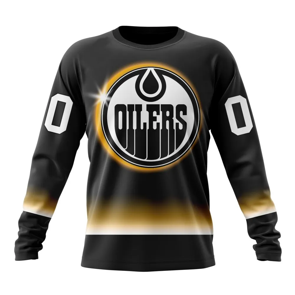 NHL Edmonton Oilers Special Eclipse Design St2401 Long Sleeved Sweatshirt 