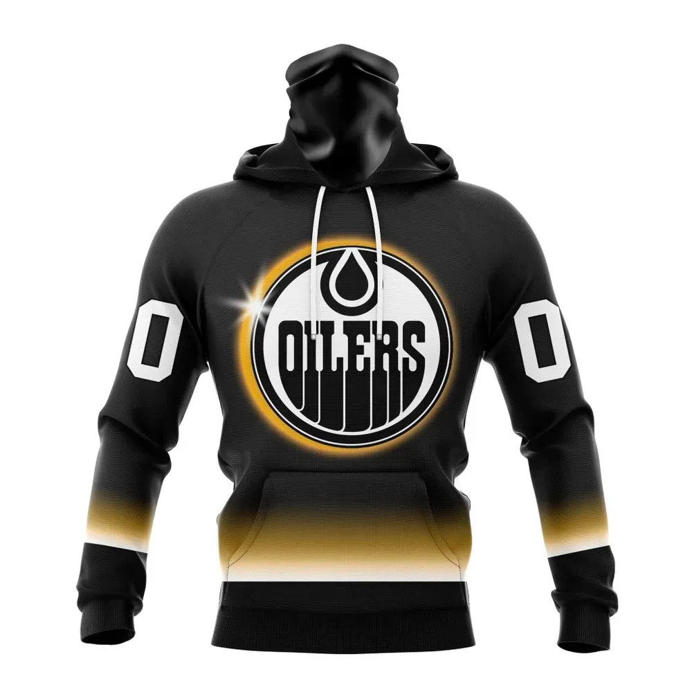 NHL Edmonton Oilers Special Eclipse Design St2401 Mask Hoodie