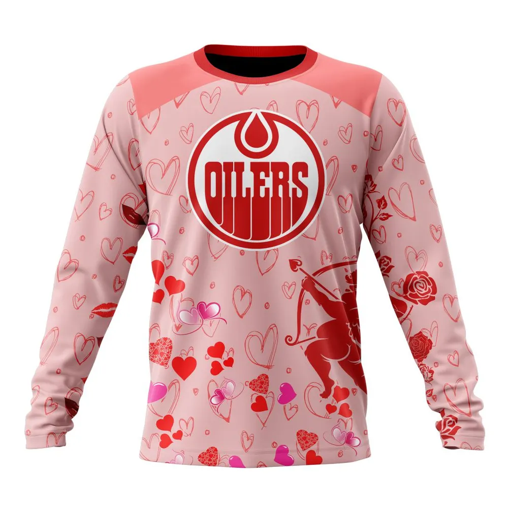 NHL Edmonton Oilers Special Gift For Valentines Day St2402 Long Sleeved Sweatshirt 