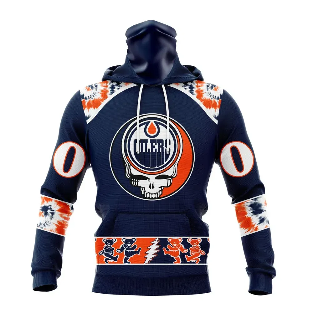 NHL Edmonton Oilers Special Grateful Dead Design St2301 Mask Hoodie