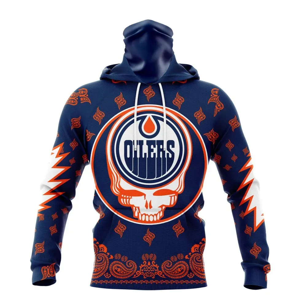 NHL Edmonton Oilers Special Grateful Dead Design St2303 Mask Hoodie