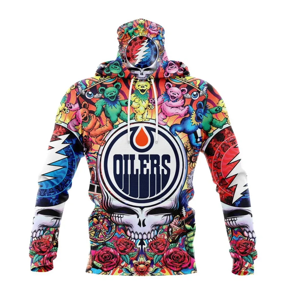 NHL Edmonton Oilers Special Grateful Dead Design St2304 Mask Hoodie