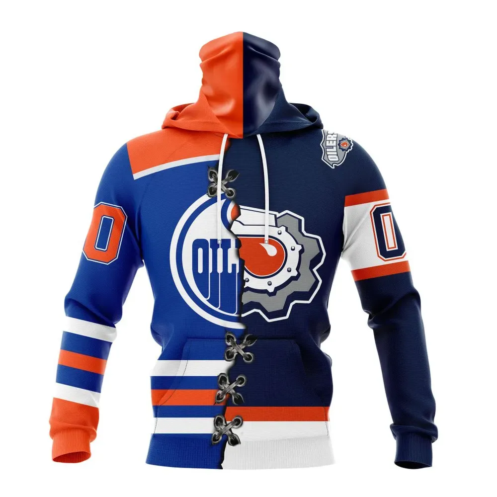 NHL Edmonton Oilers Special Home Mix Reverse Retro Personalized Kits Mask Hoodie