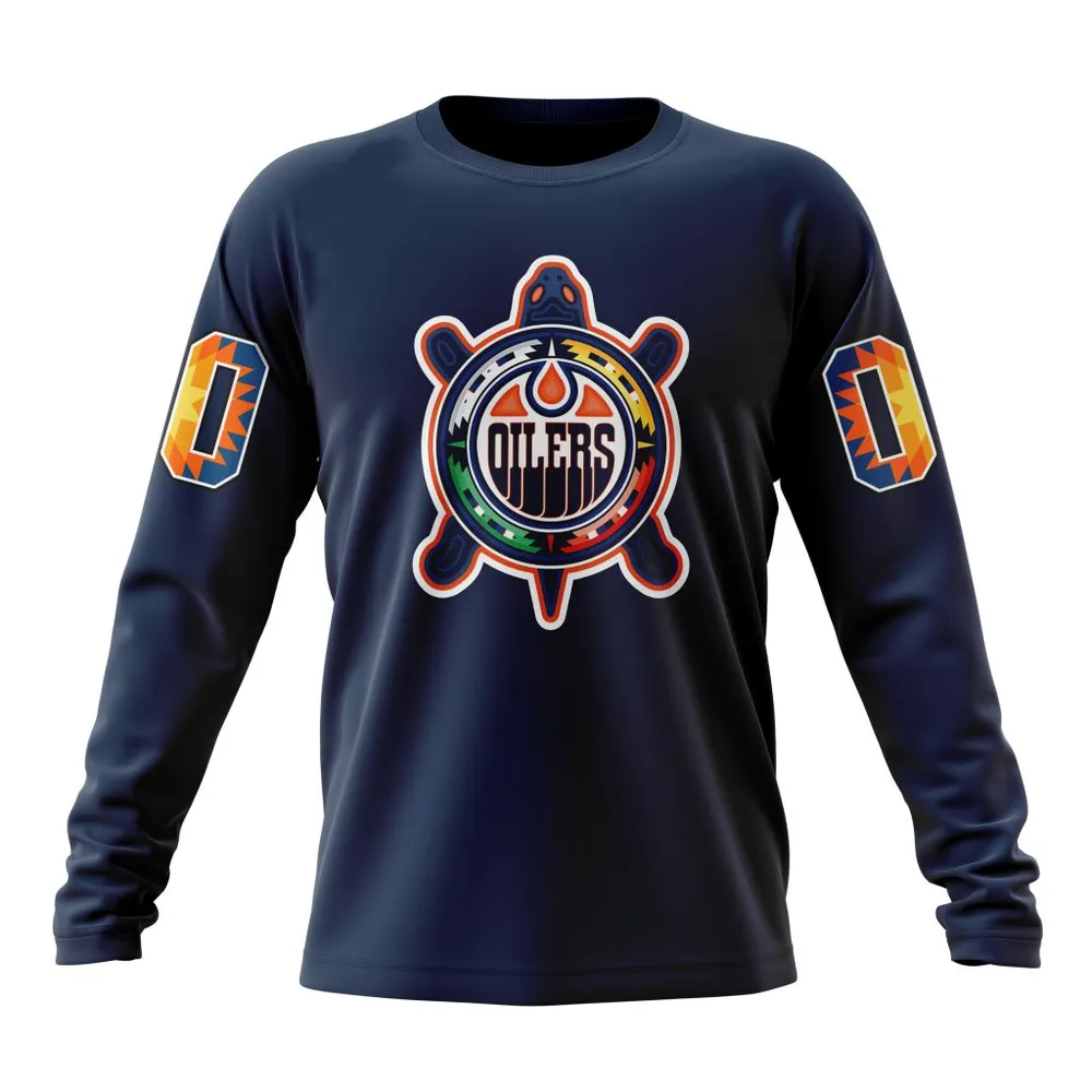 NHL Edmonton Oilers Special Indigenous Celebration Long Sleeved Sweatshirt 