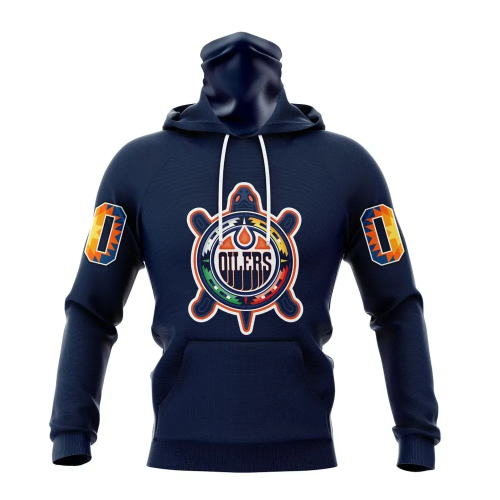 NHL Edmonton Oilers Special Indigenous Celebration Mask Hoodie