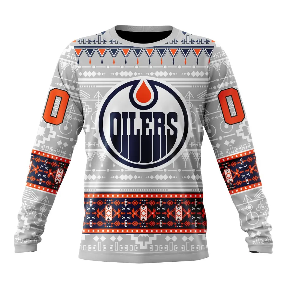 NHL Edmonton Oilers Special Native Design St2302 Long Sleeved Sweatshirt 