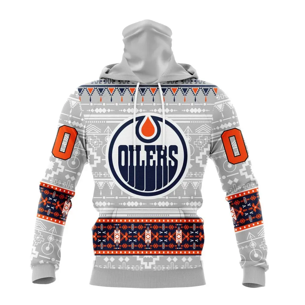 NHL Edmonton Oilers Special Native Design St2302 Mask Hoodie